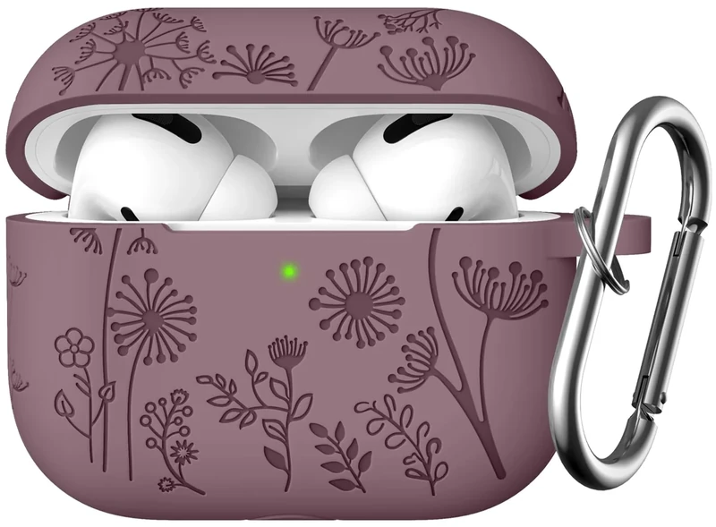 Lerobo Flower Engraved Silicone Case for AirPods Pro 2 - USB-C, Mauve