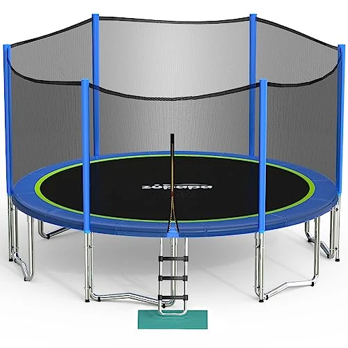 Zupapa 1800LBS Weight Capacity Rectangle Trampoline 10x17FT 9X15FT 8X14FT Outdoor Square Gymnastics Trampolines with Basketball Hoops for Kids Adults Long Large Big Rectangular Tumbling Trampolin