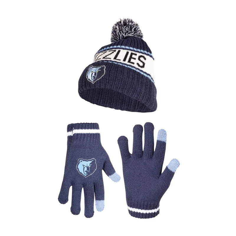 Ultra Game NBA Official Boys Girls Super Soft Winter Beanie Knit Hat with Extra Warm Touch Screen Gloves, Memphis Grizzlies, Team Color, 1SIZE