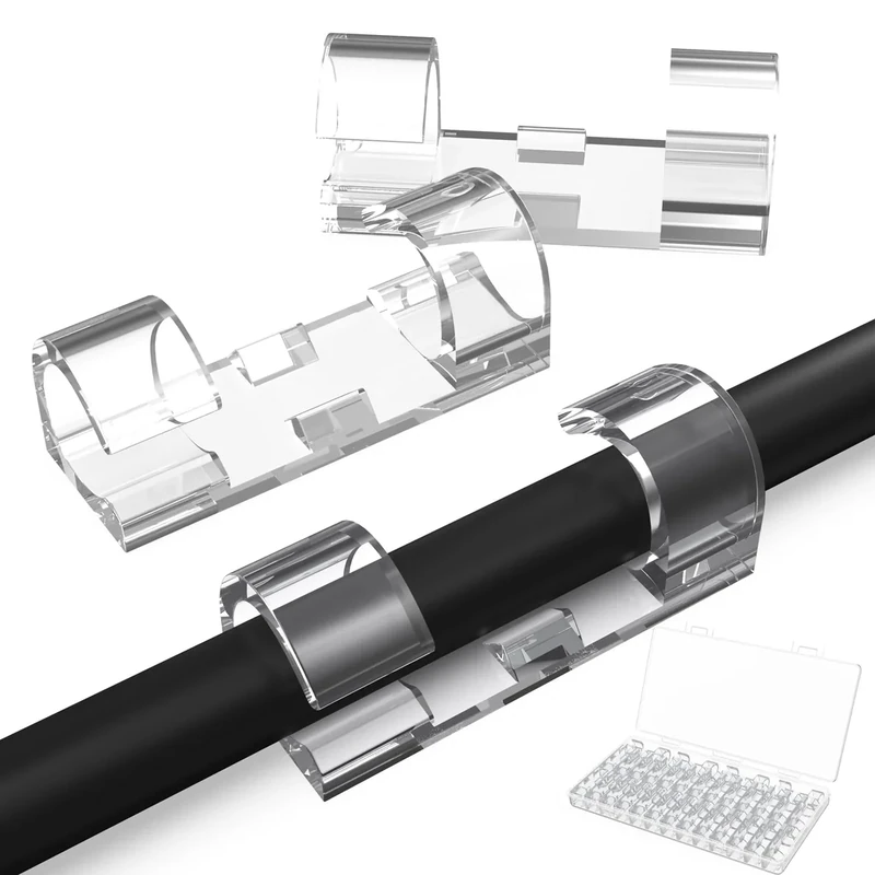 30PCS Adhesive Cable Clips：Cord Management Cable Clips Cord Clips Wire Holders for Cords Cable Holder Clip Cable Management Clips for Home and Office Cable Clips Clear UonBexj