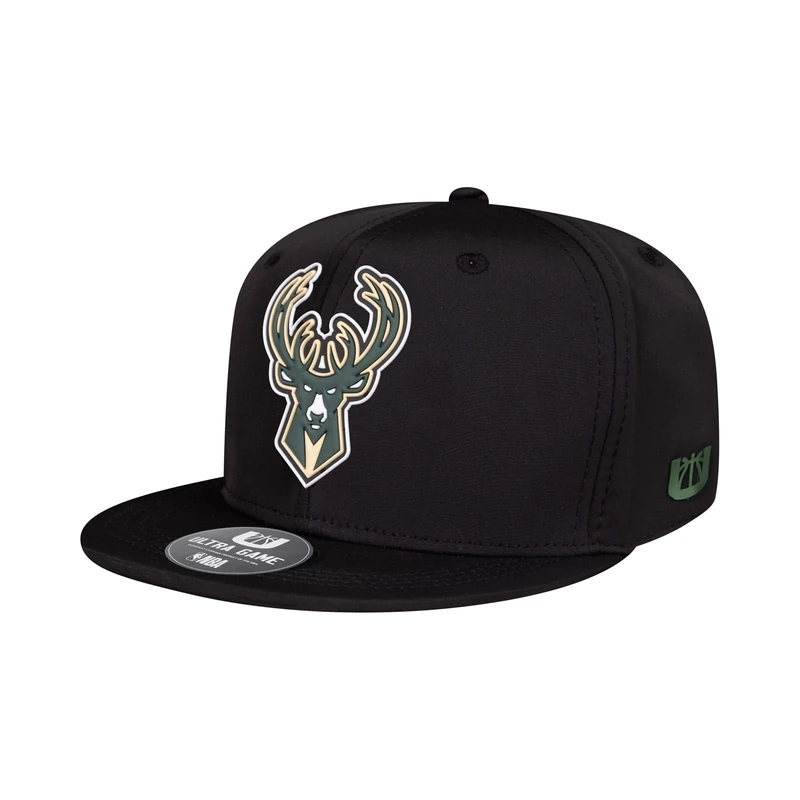Ultra Game Youth NBA Official Ultimate Snap Back Baseball Cap Hat, Milwaukee Bucks, Black, One Size