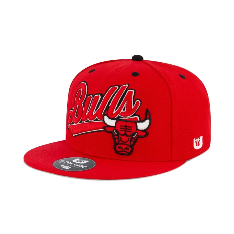 Ultra Game NBA Official Youth 8-20 Snap Back 3D Embroidered Team Logo Baseball Cap Hat, Chicago Bulls, Team Color, 1SIZE