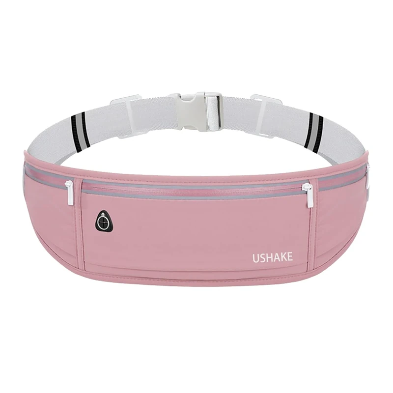 USHAKE Slim Running Belt, Workout Fanny Pack for Men Women,Exercise Waist Pack for Apple iPhone Holder, Runner Belt for Running Walking Cycling Camping Gym Red