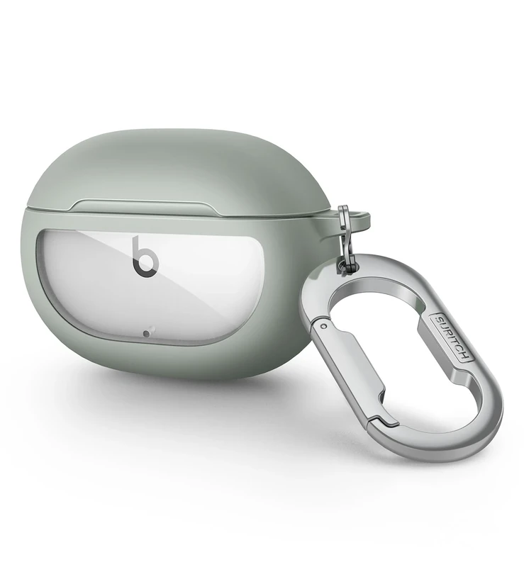 SURITCH Protective Case for Beats Studio Buds 2021, Studio Buds+ Plus 2023 Case Cover with Carabiner Keychain, Skin-Friendly TPU Shockproof Protector for Earbuds Charging Case Accessories, Olive