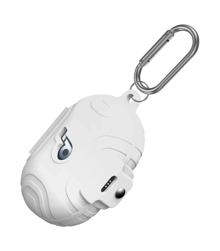 Alquar for Anker Soundcore Space A40 Secure Lock Case Cover, Silicone Protective Scratch Shock Cover ONLY Compatible with Anker Soundcore Space A40 Earbuds Charging Case with Carabiner(White)