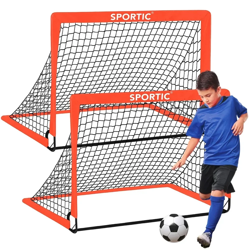 2 Pack 4' x 3' Soccer Goal Net Set, Pop Up Kids Practice Soccer Goals for Indoor and Outdoor.Portable Soccer Net with Carrying Bag & Ground Pegs, Perfect for Backyard, Field, Court (Orange)