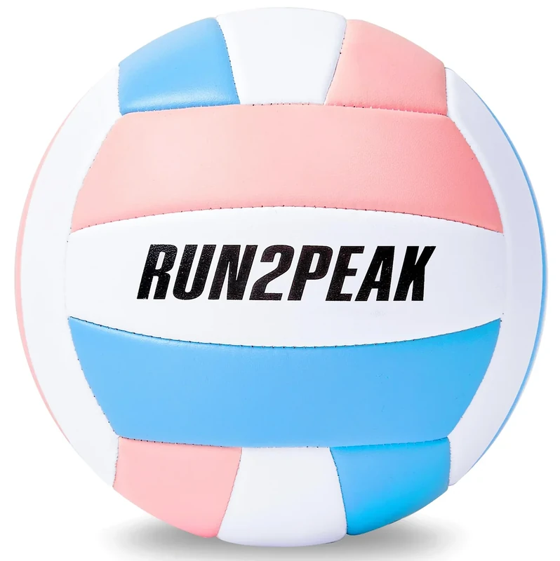 RUN2PEAK Soft Volleyball Ball Pink Blue Gifts for Adult Team Beginners Durable Volleyballs for Outdoor Indoor Beach Pool Water Play Official Size 5