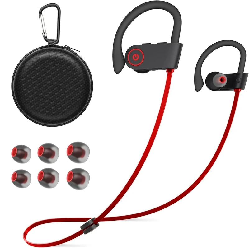 JOYWISE Earbuds - 16H Playtime, IPX7 Waterproof, Bluetooth 5.3, Mic, Red