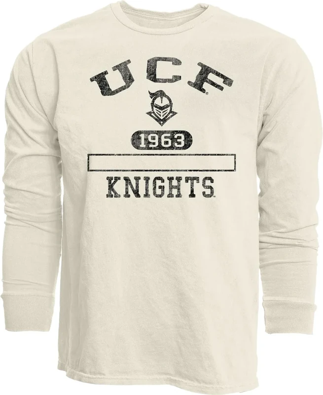 Central Florida Golden Knights NCAA Officially Licensed Long Sleeve T-Shirt Ivory Dyed Ringspun, X-Large