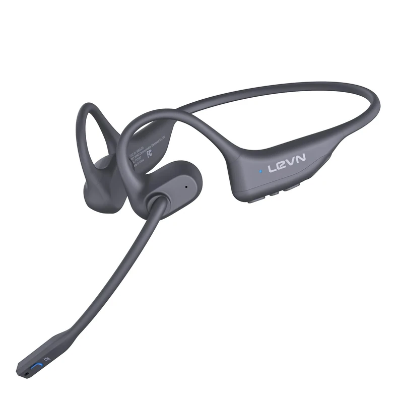 LEVN Open-Ear Bluetooth Headphones with Mic - 29g, AI Noise Cancel