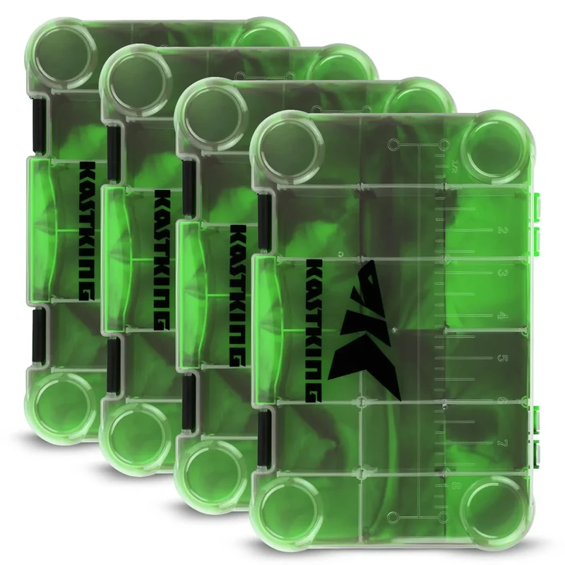 KastKing Bait Vault Camouflage Tackle Box, Plastic Tackle Trays, Fishing Tackle Box Storage Organizer with Removable Dividers, 4 Packs Lure Boxes Terminal Tackle Storage, Rounded Corner