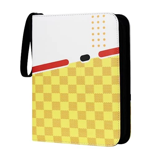 Awedsu Collectible Trading Card Albums,Collectible Trading Card Protective Sleeves,Card Binder 4-Pocket,400 Pockets Card Case Holder for TCG, Sports Card. (White Yellow)