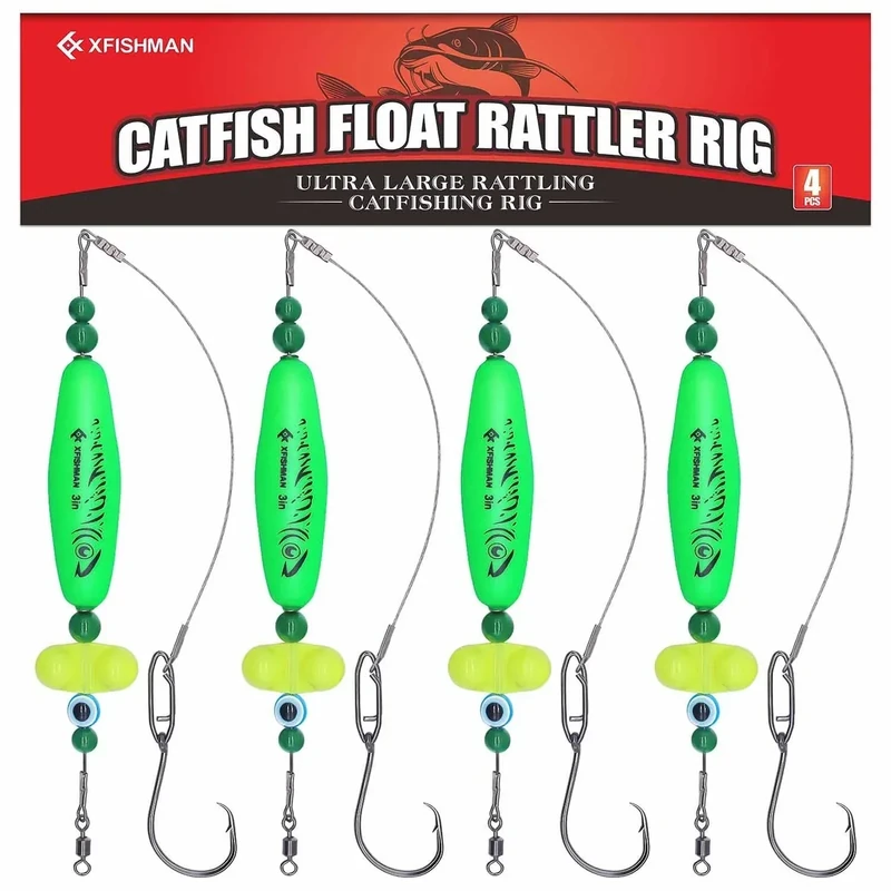 Catfish-Rig-for-Bank-Fishing-Catfishing-Tackle-Floats-with-Rattler-Santee Cooper Rig Equipment(Green-2.5 inch) - Image 1