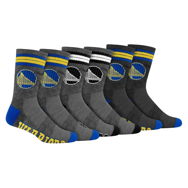 Ultra Game NBA Official Youth Athletic Cushioned Secure Fit Team Crew Socks, Golden State Warriors, Assorted, Y9-11