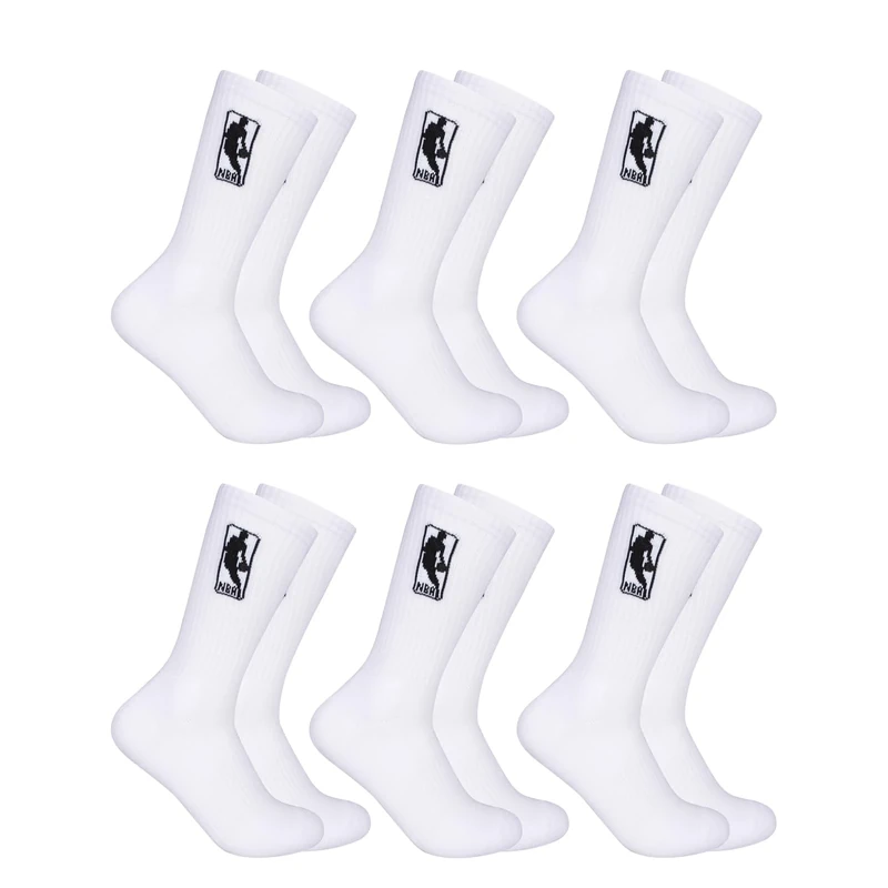 Ultra Game NBA Official Men’s Athletic Cushioned Secure Fit Crew Socks - 6 Pack - Unisex, NBA, White, M6-12