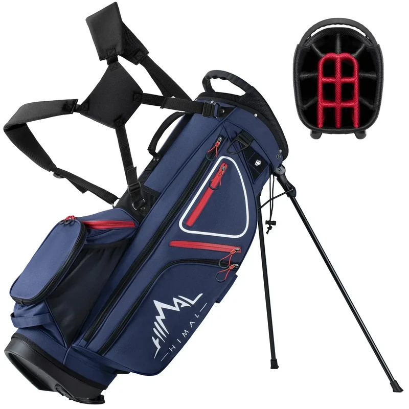 GoHimal 14 Way Golf Stand Bag for Men – 600D Golf Bags with Cooler & Shoe Compartment – 10 Pockets, Rain Hood, Dual Strap & Color-Coded Divider for Walking or Cart, Navy Blue