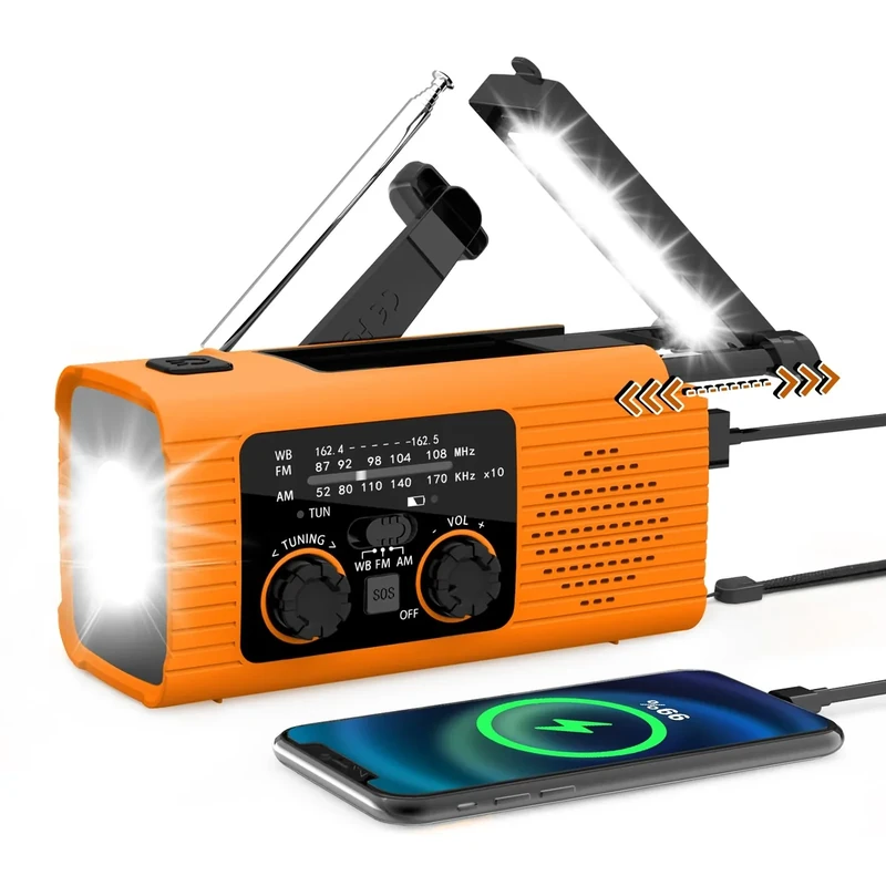 Nitigo Weather Radio - Hand Crank, Solar, Flashlight & SOS Alarm
