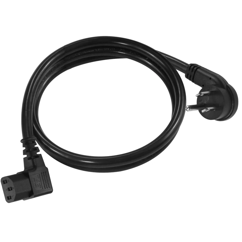 3FT Replacement Computer Monitor Power Cord - Low Profile Flat Plug NEMA 5-15P to Right Angle C13 Power Cord, 13A 125V, 16AWG, Black Replacement Printer/TV/PC 3 Prong AC Power Cord