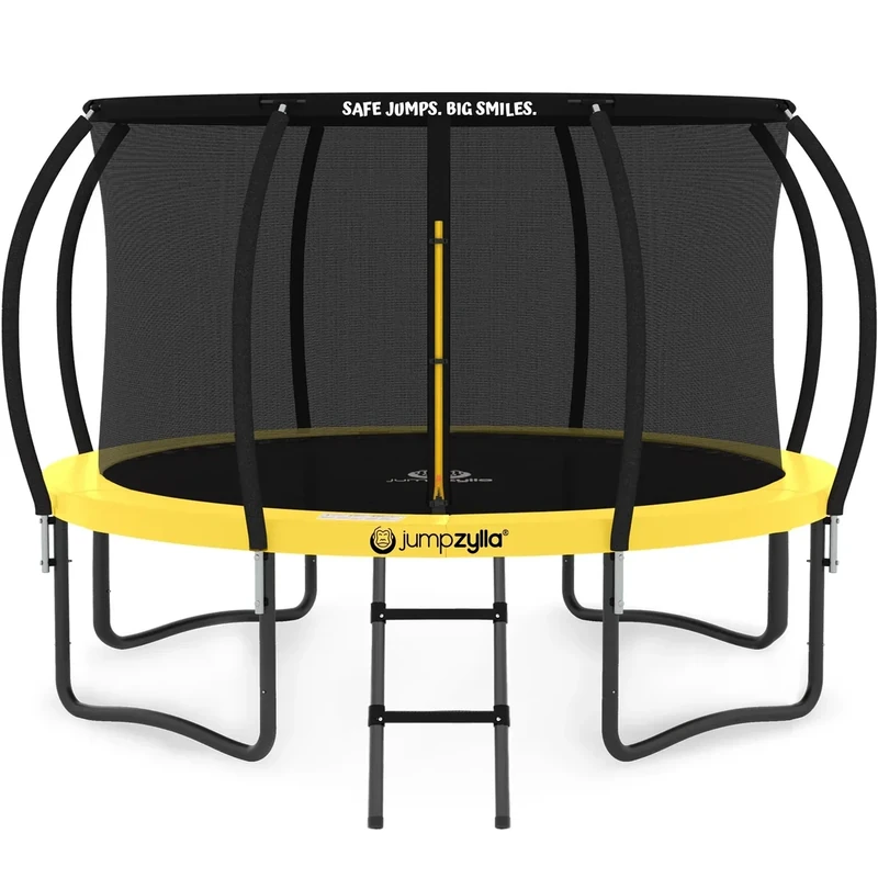 JUMPZYLLA Trampoline Outdoor 8FT 10FT 12FT 14FT 15FT 16FT with Enclosure and Ladder, ASTM Approved Recreational Trampoline for Kids and Adults, Anti-Rust Coated Frame