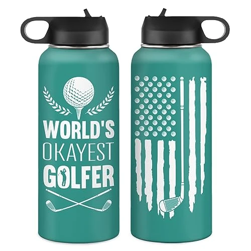 Golf Water Bottle 32oz Golfer Stainless Steel Insulated Bottles for Men Boys Golf Lovers Fan Players Coach - Golfers Gifts for Birthday Christmas - Image 1