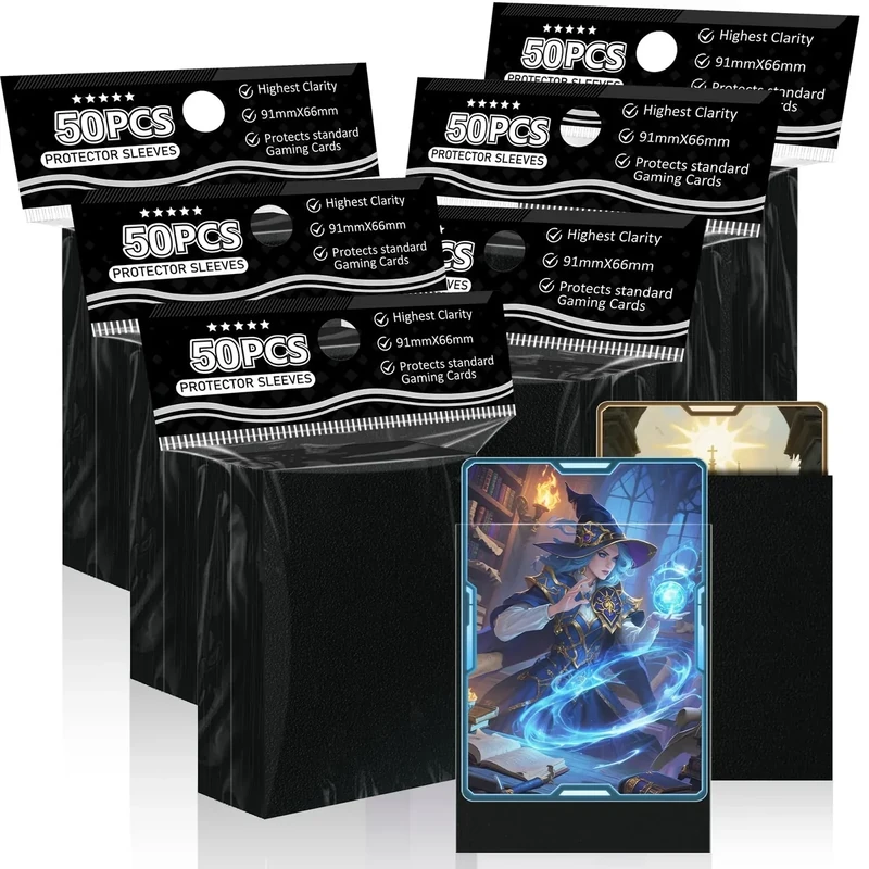 Black Card Sleeves Fit for MTG, 300 Pack Perfect Fit Standard Card Sleeves for Trading Cards Sports Cards Baseball Cards TCG, Sturdy and Nice Shuffling - Image 1