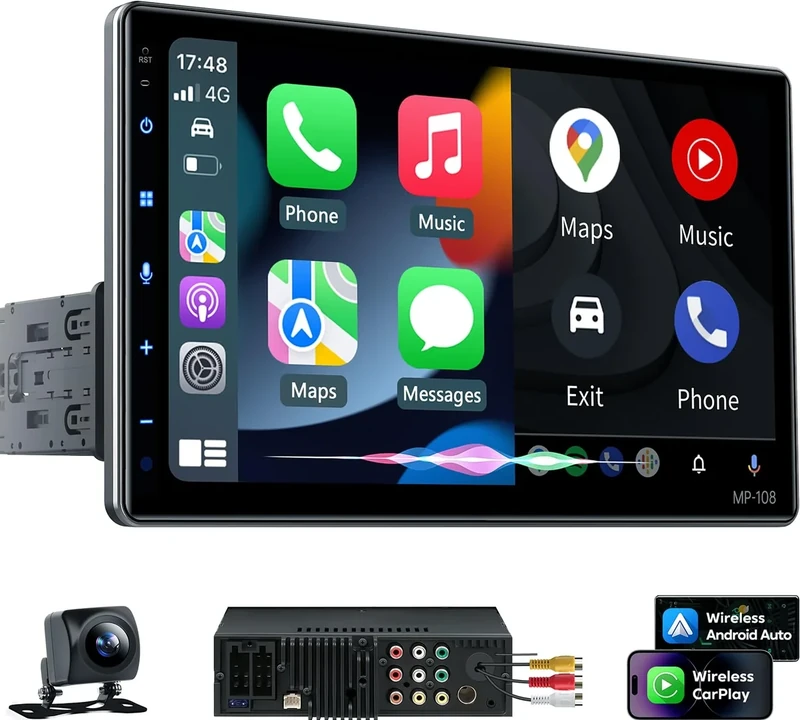 PLZ 10.1" Car Stereo - Android Auto & Apple CarPlay, Bluetooth, 240W