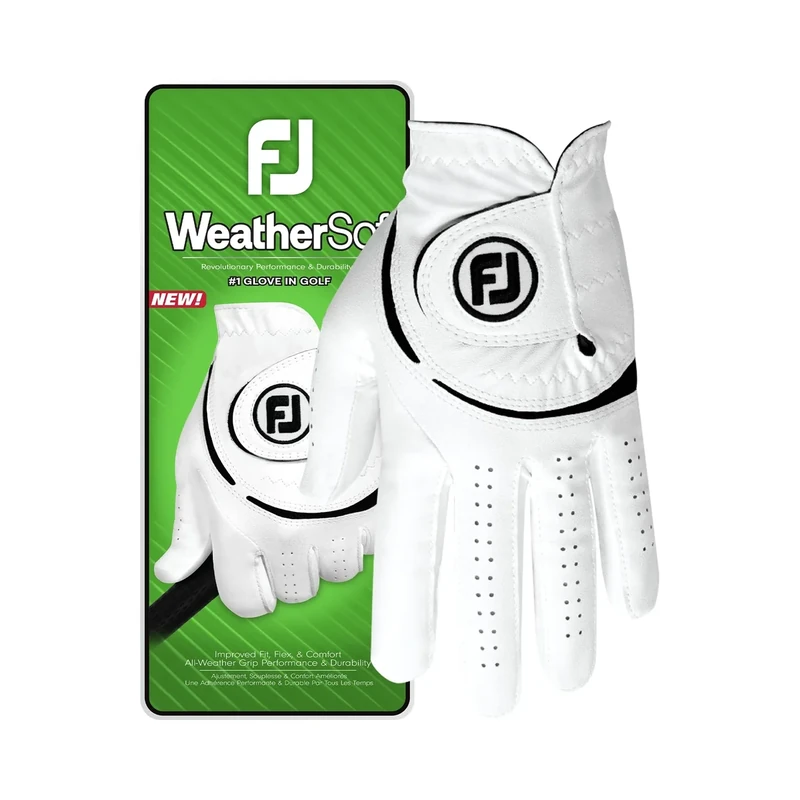 FootJoy Men's WeatherSof Golf Glove, White, Medium/Large, Worn on Left Hand