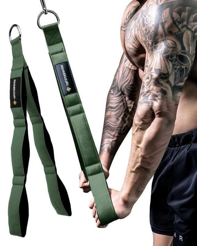 MANUEKLEAR Tricep Rope Cable Attachment Handles, Greater Range of Motion, Tricep Pull Down Rope for Push Downs, Crunches, Facepulls for Professional Gym (Green)