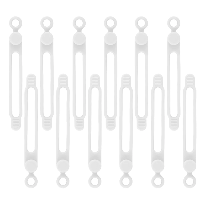 anpiwshjo 12Pcs White Silicone Cable Ties - Reusable Cord Organizer