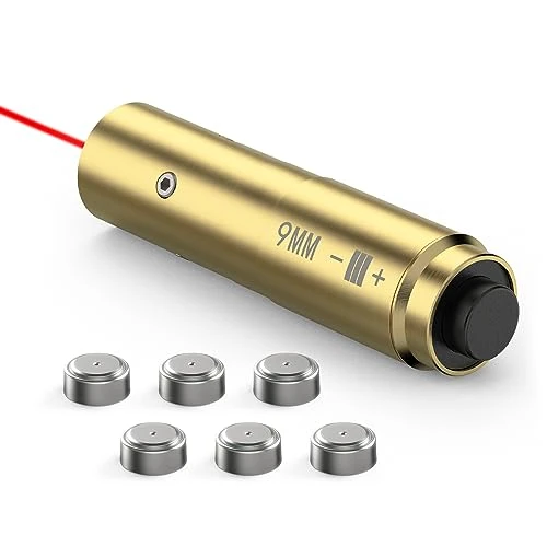 Feyachi Laser Bore Sight 9mm Bore Sighting Laser Red Dot Laser Boresighter with Tail Switch Included for Pistol