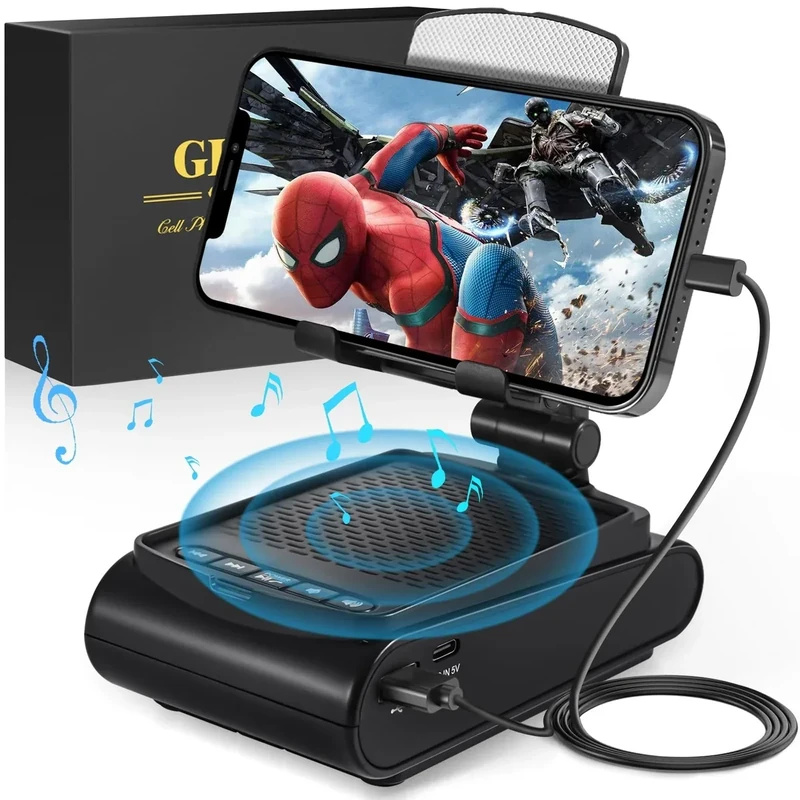 GLOPUS Valentines Day Gifts for Him Men, Cell Phone Stand with Wireless Bluetooth Speaker, Birthday Gifts for Men Unique, Mens Gift for Dad Husband Boyfriend, Cool Gadgets for Mens