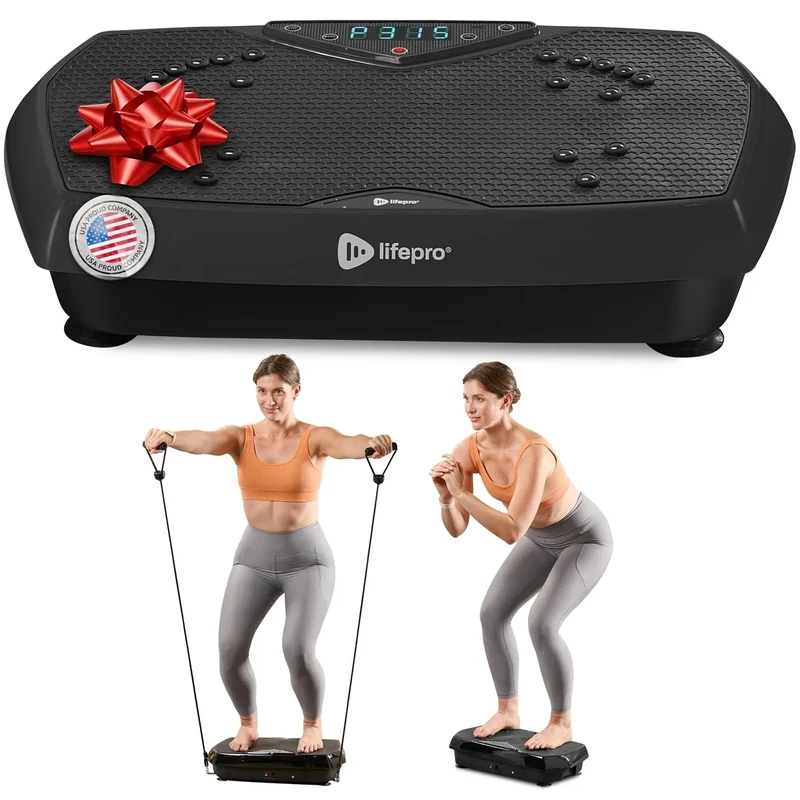 Lifepro Vibration Plate Exercise Machine for Lymphatic Drainage — Whole Body Vibration Platform with Resistance Bands for Home Workout — Low-Impact Vibrating Plate for Body Toning