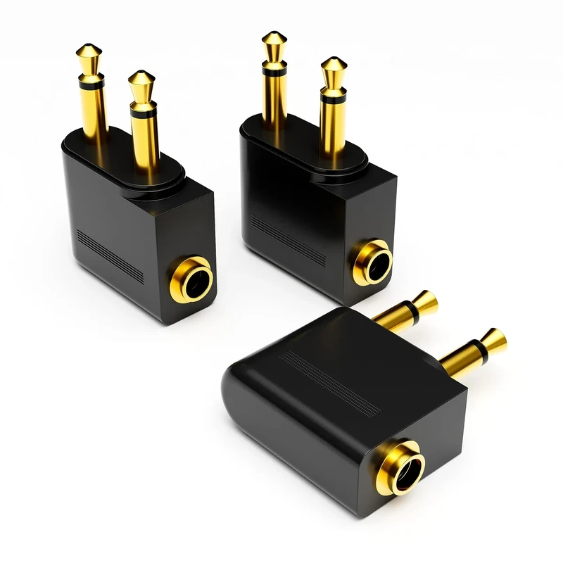 Eanetf Airplane Headphone Adapter, Gold Plated Dual 3.5mm Male to 3.5mm Female Airplane Headphone Adapter for Audio Jack to Plug Air Plane Flight Connector Dual Socket Earphone - 3pack