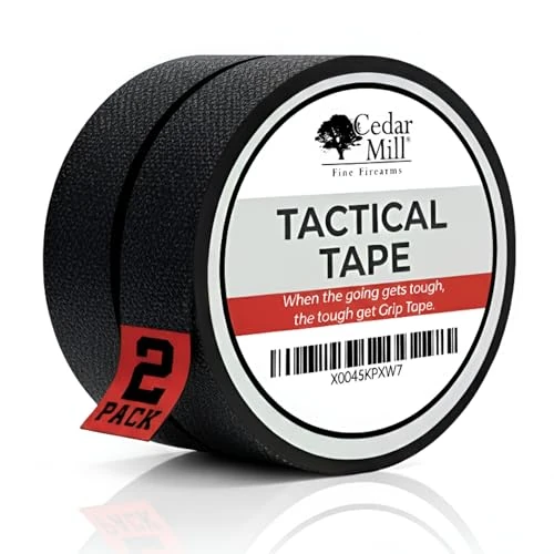 Cedar Mill Magazine Gun Tape - Water-Resistant Gun Grip Tape to Improve Handles & Protect from Scratches & Smudges - Non-Adhesive, Non-Reflective Tactical Tape for Guns, Rifles & Shotguns (4-Pack)