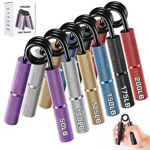 Hozzen Grip Strength Trainer 50-200LB Set Hand Grip Strengthener 6 Pack Strength Forearm Training Equipment for Hand Exercisers
