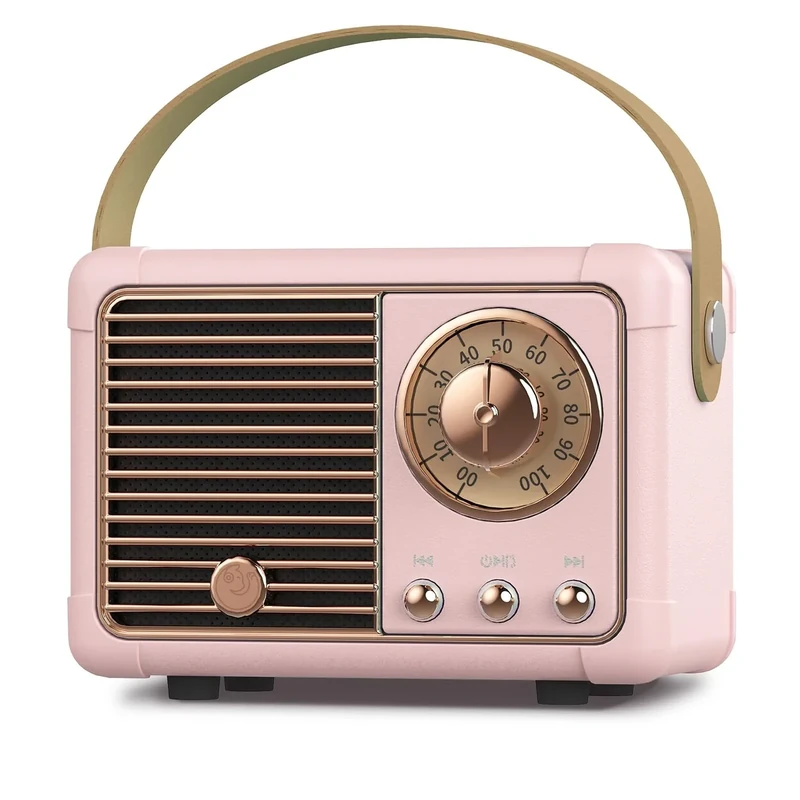 PRUNUS J-999 Retro Bluetooth Speaker,Vintage Decor,Mini Wireless Bluetooth Speaker,Cute Old Fashion Style Support USB/TF Card/AUX for Kitchen Desk Bedroom Office Party Outdoor(Pink)