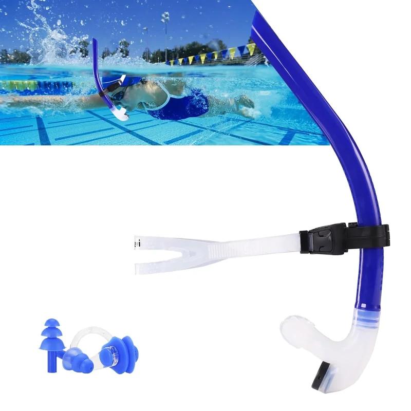 Swim Snorkel for Lap Swimming，No Loud gurgling Noise No Hurt Forehead No Slip Swimming Snorkeling Training for Adult/Youth,Swimmer Snorkle Center Mount Snorkel One-Way Purge Valve