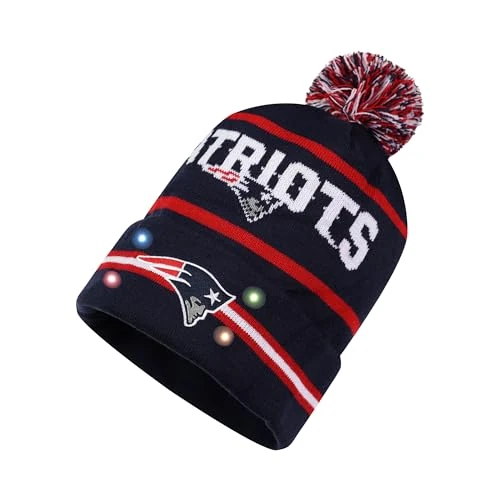 FOCO NFL Unisex-Adult Officially Licensed LED Light Up Classic Cuffed Knit Beanie Cold Weather Hat (New England Patriots)