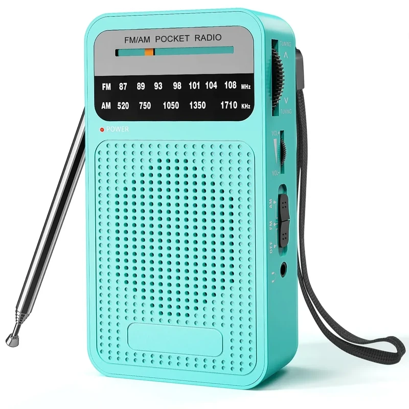 Goodes Portable AM FM Radio with Loud Speaker - 2AA Battery, Green