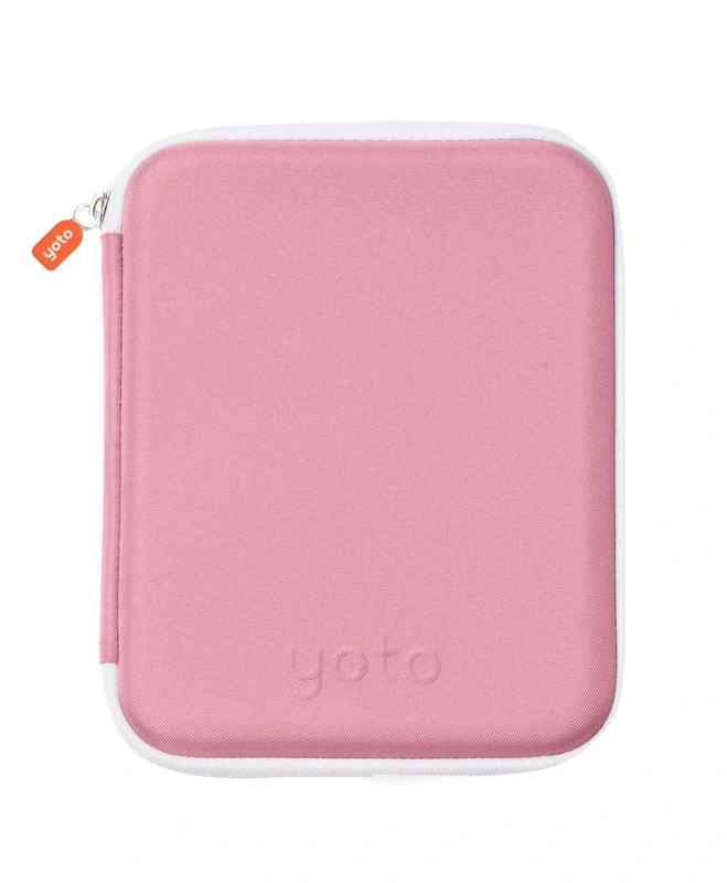 YOTO Card Case in Think Pink – Kids Accessory, Soft Portable Folder with Zipper & 64 Pockets for Player & Mini Audiobook Cards, Binder Sleeve Holder for Travel