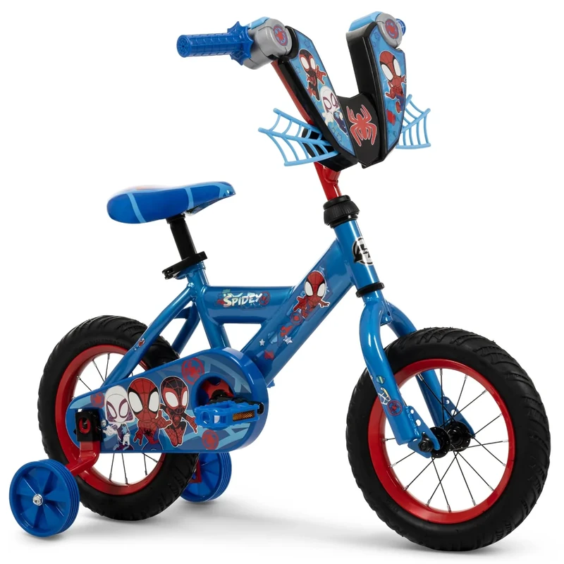 Huffy Marvel Spidey and His Amazing Friends 12 Inch Kid's Bike, Ideal for Ages 3-5 Years Old, Training Wheels Included, EZ Build Assembly, Fun and Playful Graphics, Simple Coaster Brake