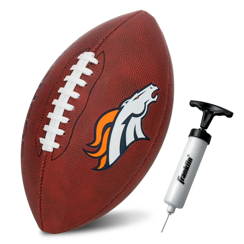 Franklin Sports NFL Denver Broncos Football - Youth Junior Size Football for Kids - Official NFL Team Logo + Colors Youth Ball - Kids Fan Shop Ball