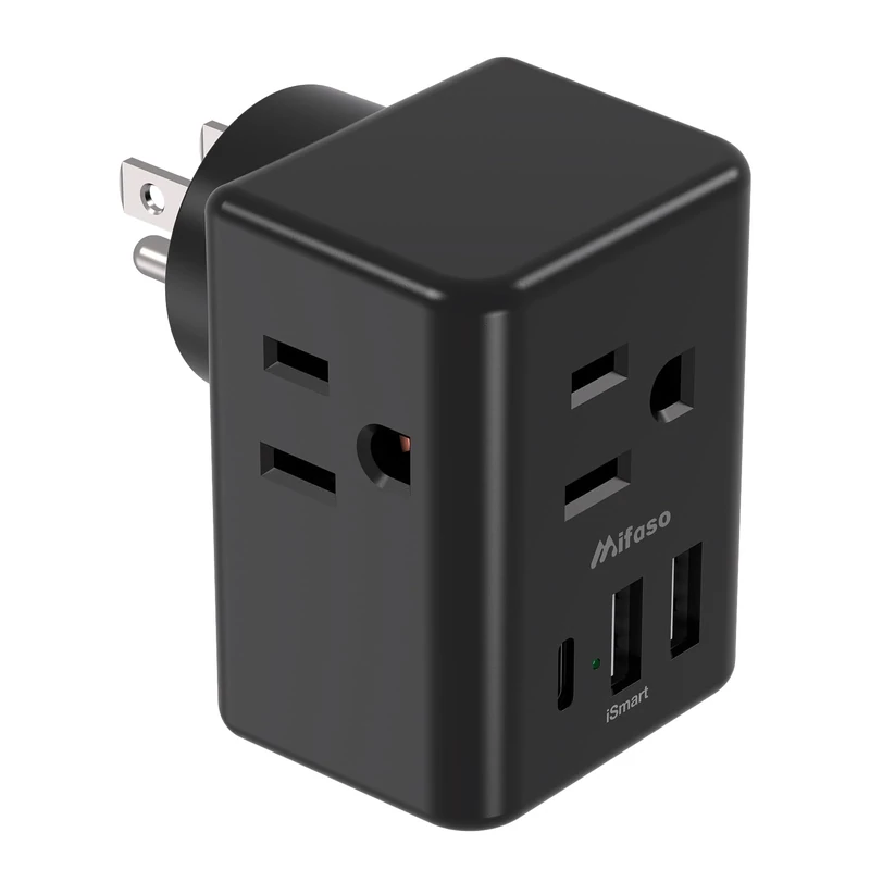 Mifaso 6-in-1 Multi Plug Outlet with 3 USB & USB-C - Power Strip