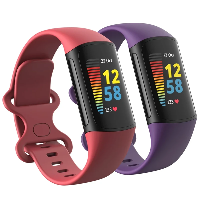 Dr.Sept Waterproof Fitbit Charge 5/6 Bands - Purple/Dark Red (2 Pack)