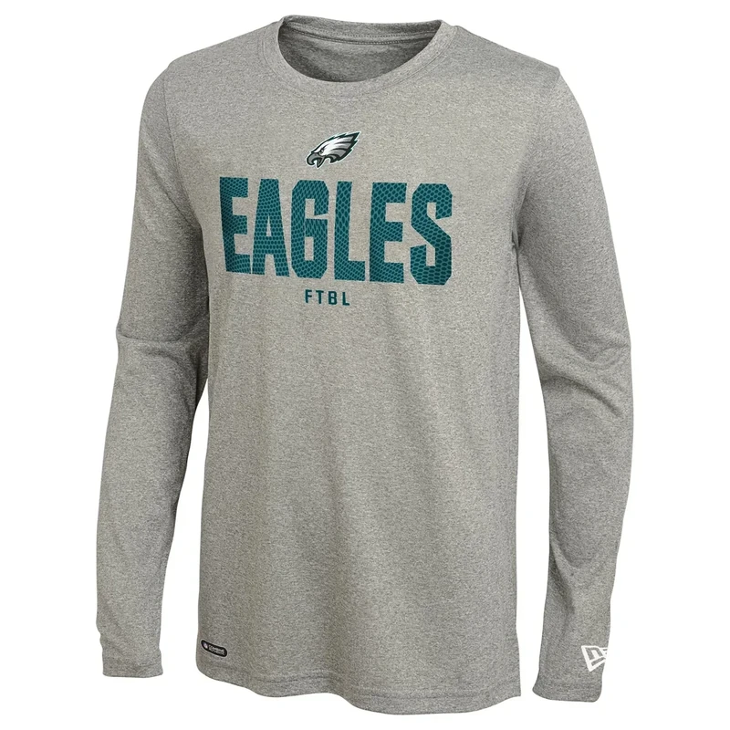 New Era NFL Grids Dri-Tek Cool Grey Long Sleeve T-Shirt - Eagles XL