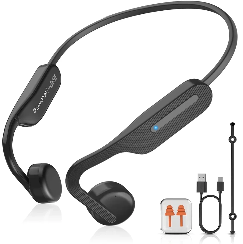 CHENSIVE Bone Conduction Headphones Bluetooth 6.0 Open Ear Headphones Wireless Headphones with Mic 10H Playtime Sports Earphones, IPX6 Waterproof Headset for Running,Cycling, Hiking, Driving