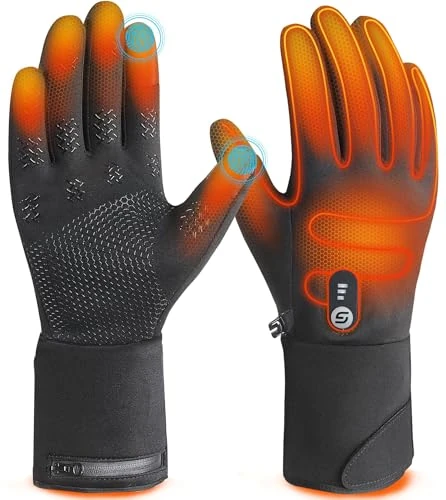 JS LifeStyle Heated Gloves for Men Women HG02,7.4V 3000mAh Rechargeable Battery Soft with Touch Screen and Light-Off Design for Winter Driving Cycling Motorcycle