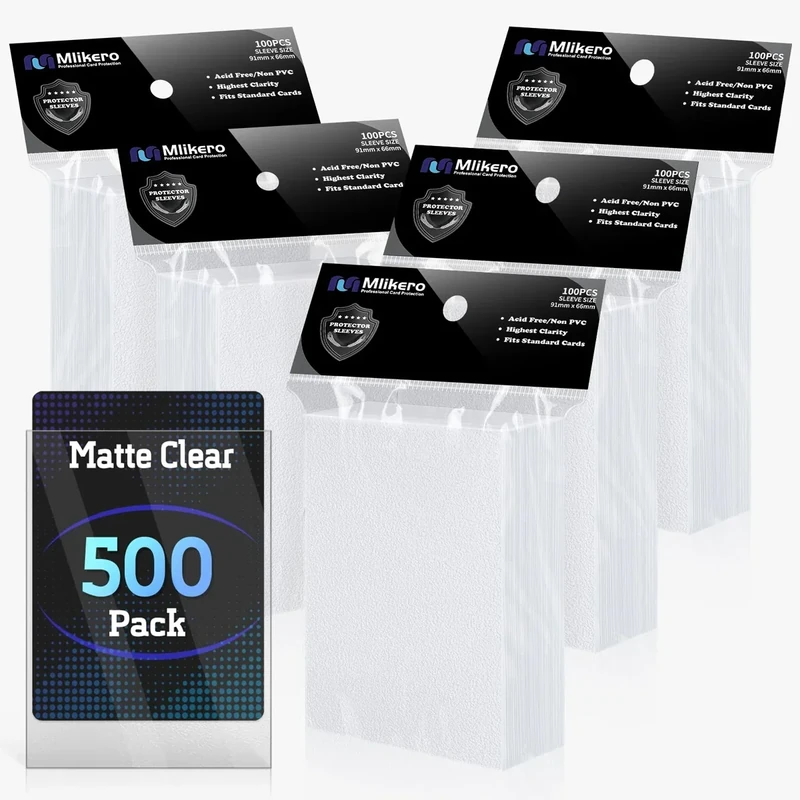 500 Count Card Sleeves – Matte Clear Trading Card Sleeves, Polypropylene (PP), Fit for MTG, TCG, Baseball, Football, and Game Cards (Matte Clear)