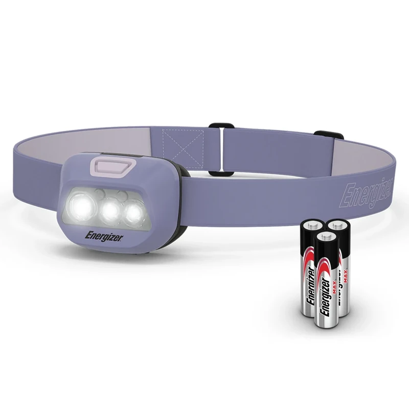 Energizer HDL30 Purple Multi-Colored LED Headlamp, 400 Lumen, IPX4 Water Resistant, Adjustable Headlamp with Red and Green LED Mode, Great Hands-Free Light, Batteries Include