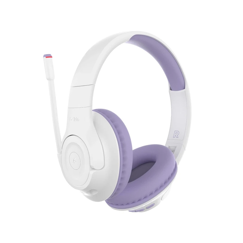 Belkin SoundForm Inspire Wireless Over-Ear Headset for Kids, Online Learning & Travel w/Built-in Microphone, 85dB Safe Volume Limit, 35H Battery - Compatible w/iPhone, iPad, Galaxy & More - Lavender